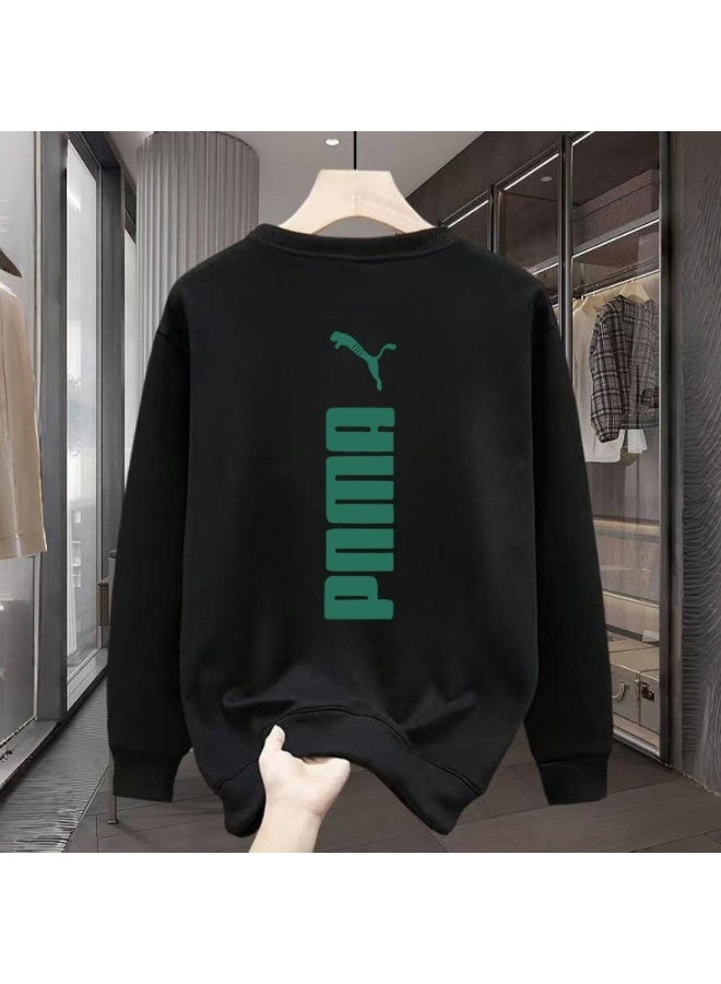 Puma Black Base Green Logo Street Style Sweatshirt, Casual Sporty Style, Size M - Image 1